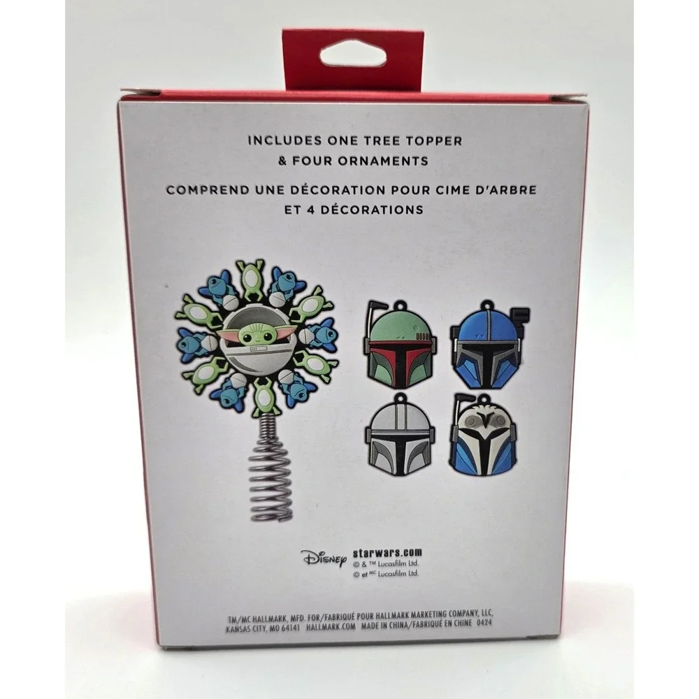 Hallmark Star Wars The Mandalorian 4 Mini Ornaments‎ & Tree Topper Christmas New